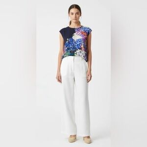 MAEVE by Anthropologie Watercolor Floral Silk Top